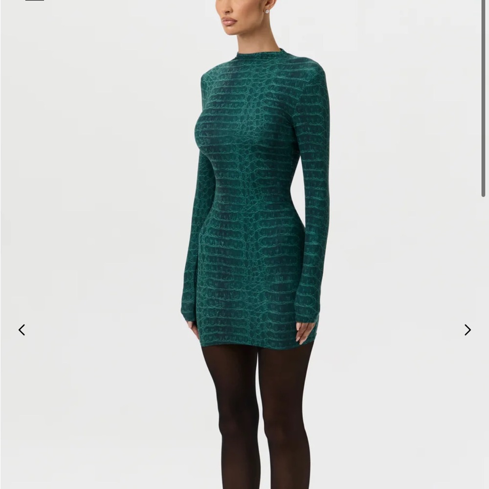 Elegant Green Long Sleeve Dress